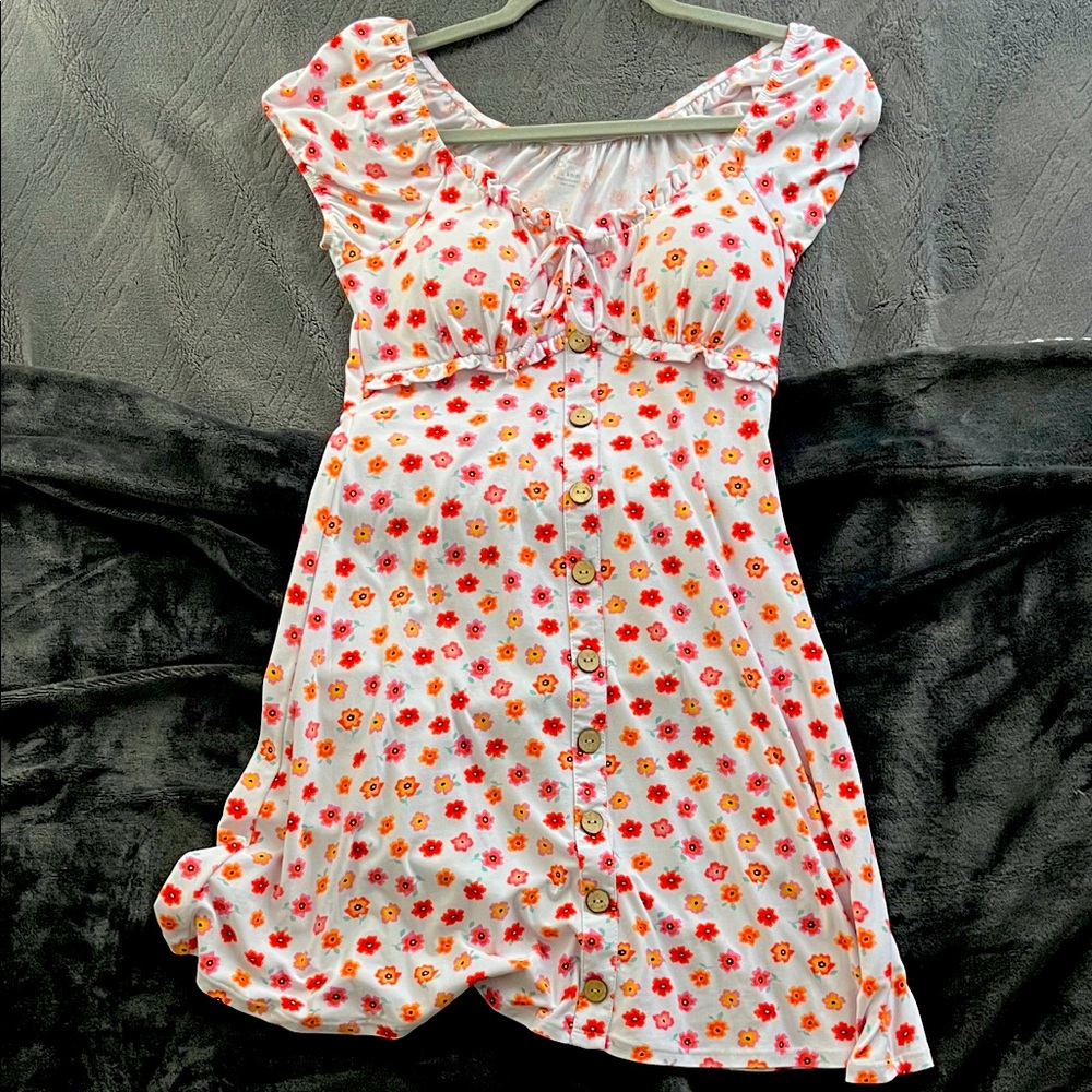 No Boundaries Floral Mini Dress - Red and Orange